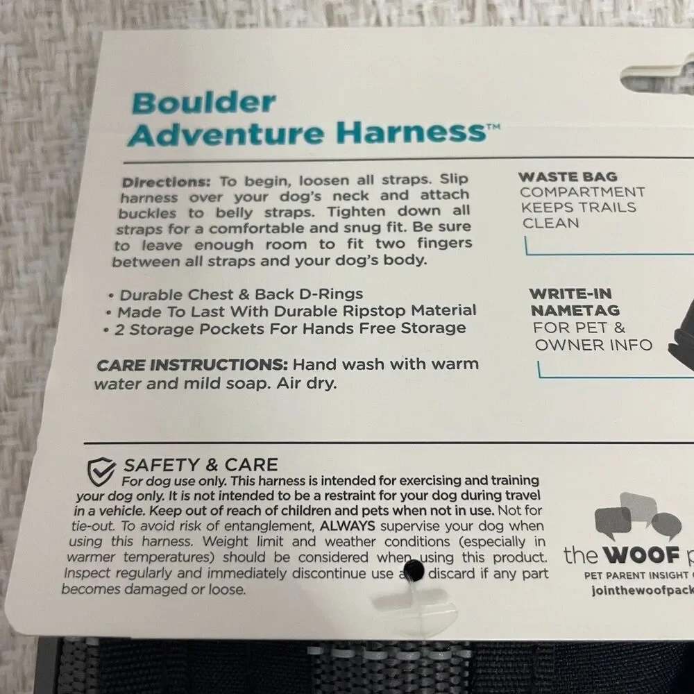 Outward Hound Dog M Boulder Adventure Harness Adjustable and Padded